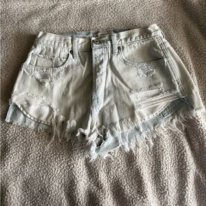 Abercrombie & Fitch Frayed Light Blue Jean Shorts